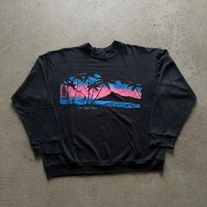 Vintage 80s Tultex Las Vegas Sunset Sweatshirt Size Large Black Crewneck Nature